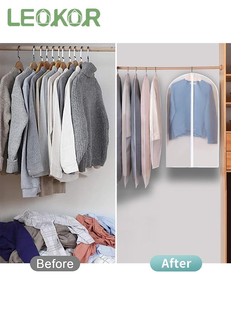 LEOKOR 14PCS Clothes Dust Covers Large Medium and Small 3 Sizes Transparent Breathable Hanging Zip Clothes Storage Cover Suitable for Suit, Coat, Clothes Storage - Image 4