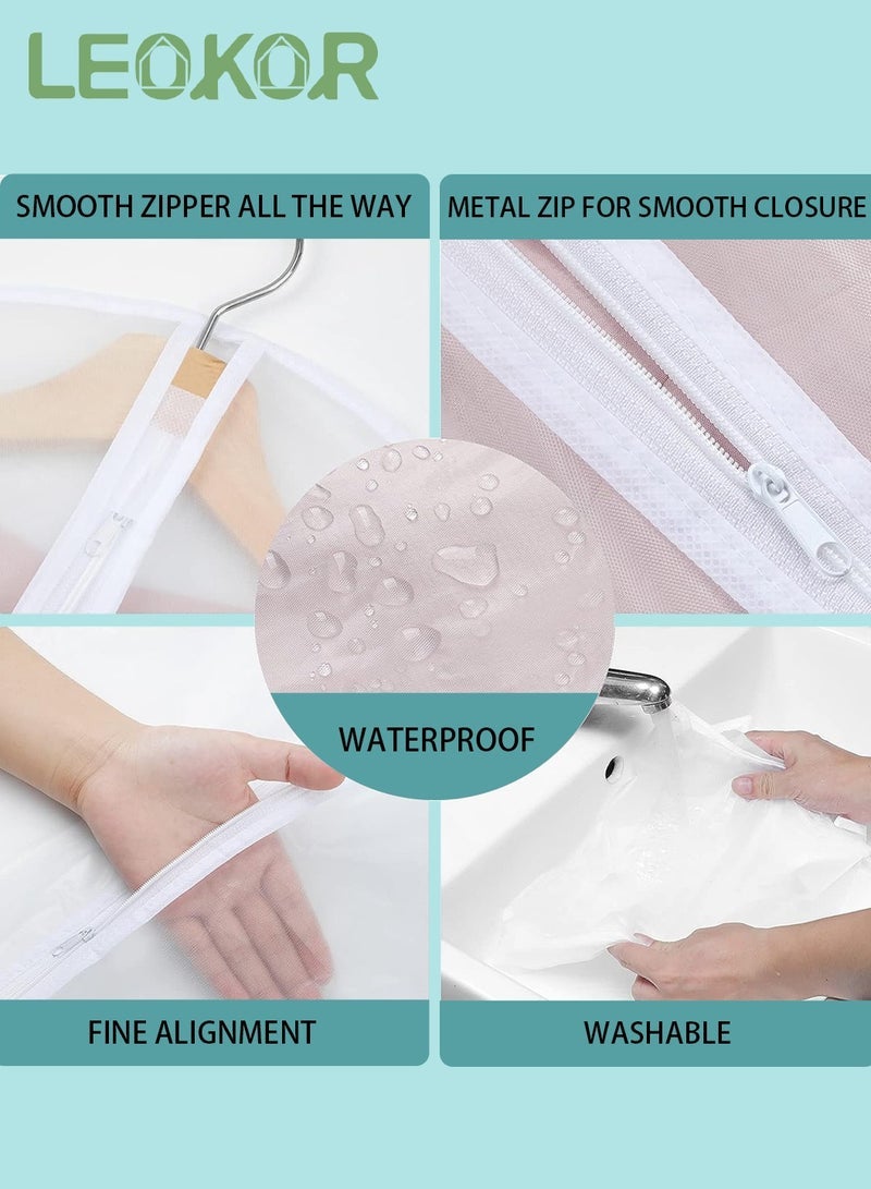 LEOKOR 14PCS Clothes Dust Covers Large Medium and Small 3 Sizes Transparent Breathable Hanging Zip Clothes Storage Cover Suitable for Suit, Coat, Clothes Storage - Image 3