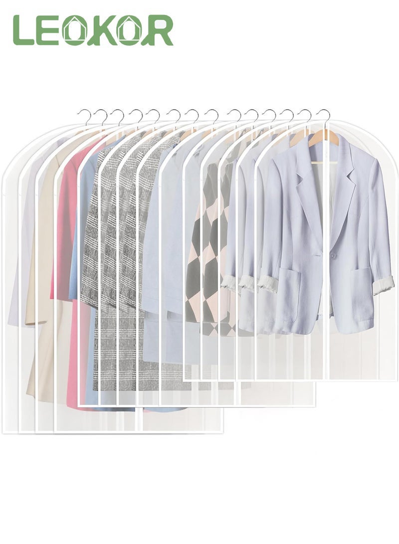LEOKOR 14PCS Clothes Dust Covers Large Medium and Small 3 Sizes Transparent Breathable Hanging Zip Clothes Storage Cover Suitable for Suit, Coat, Clothes Storage - Image 1