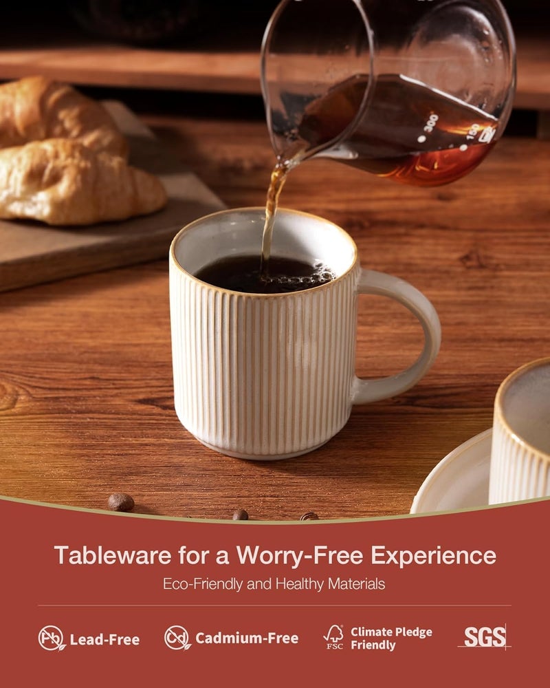famiware 4 Pieces Coffee Mug Set, 12 oz Ceramic Mugs for Coffee, Tea, Cocoa, and More - Image 2