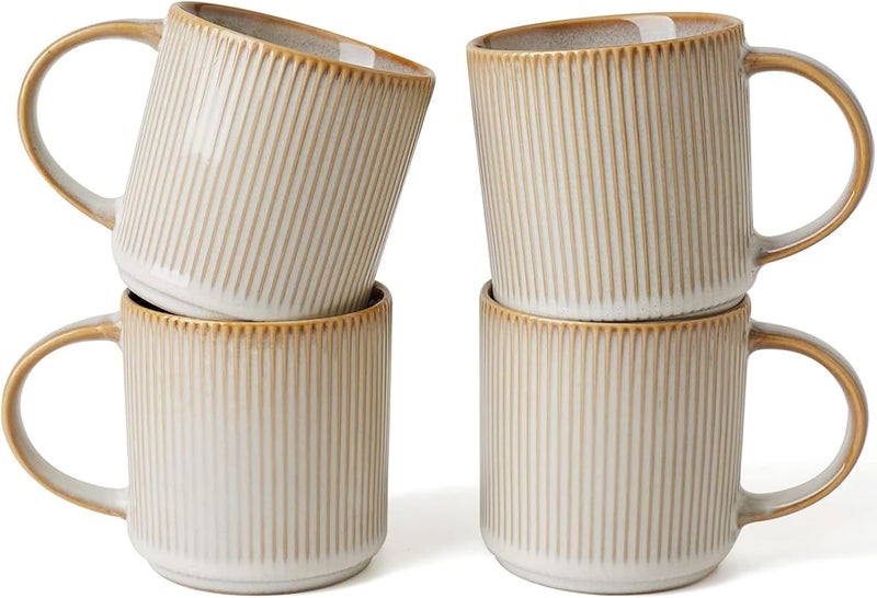 famiware 4 Pieces Coffee Mug Set, 12 oz Ceramic Mugs for Coffee, Tea, Cocoa, and More - Image 1