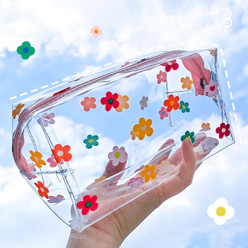 Korean Style Transparent Cosmetic Bag, Waterproof, Large Capacity, Travel Toiletry - Image 1