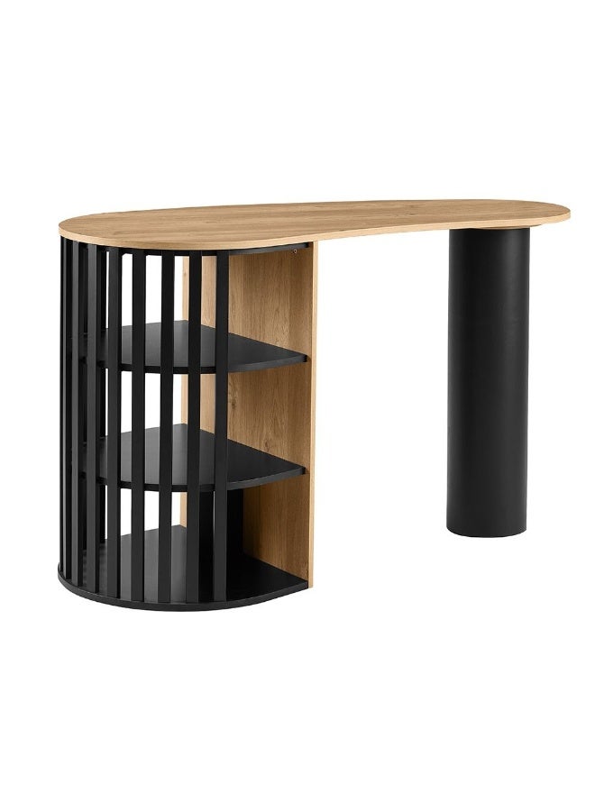 DANUBE HOME Nordland Bar Table With Open Shelves | Sturdy Dining Table Without Chairs | Modern Design Desk Furniture For Kitchen, Mini Bar And Dining Room L145xW68xH90cm - Oak/Black - Image 4