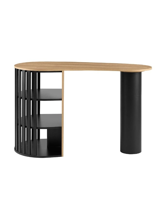 DANUBE HOME Nordland Bar Table With Open Shelves | Sturdy Dining Table Without Chairs | Modern Design Desk Furniture For Kitchen, Mini Bar And Dining Room L145xW68xH90cm - Oak/Black - Image 2