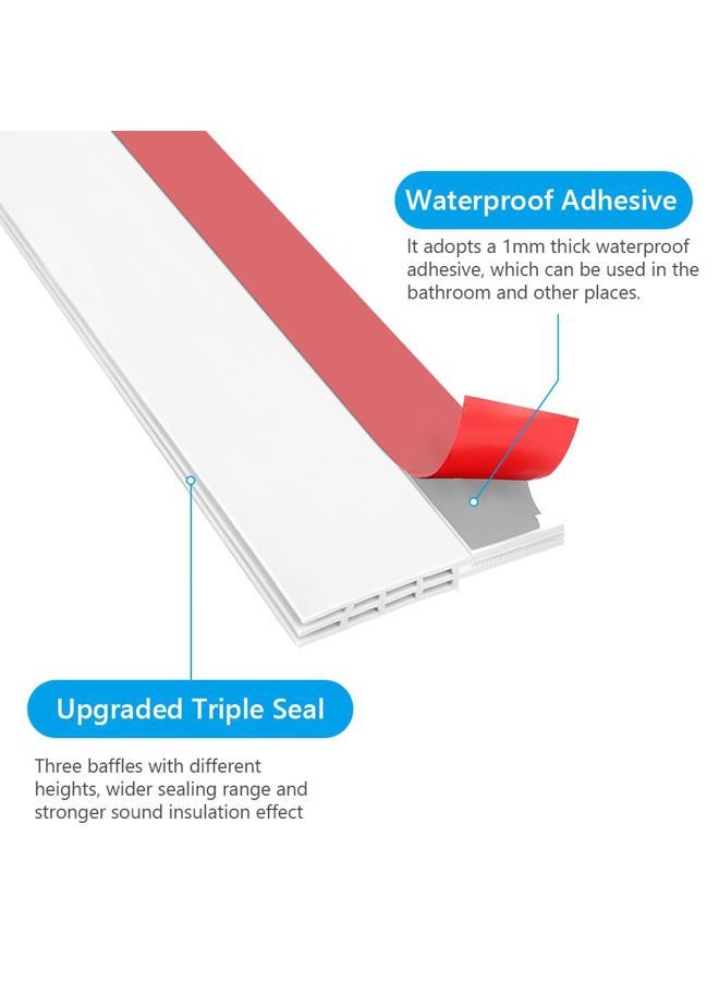 Ainiv Door Draft Stopper Under Door Seal, 2" W x 39" Cutable Soundproof Door Seal, Adhesive Under Door Sweep Weather Stripping Soundproof Kit, Under Door Draft Stopper Seals Anti-Collision-White - Image 4