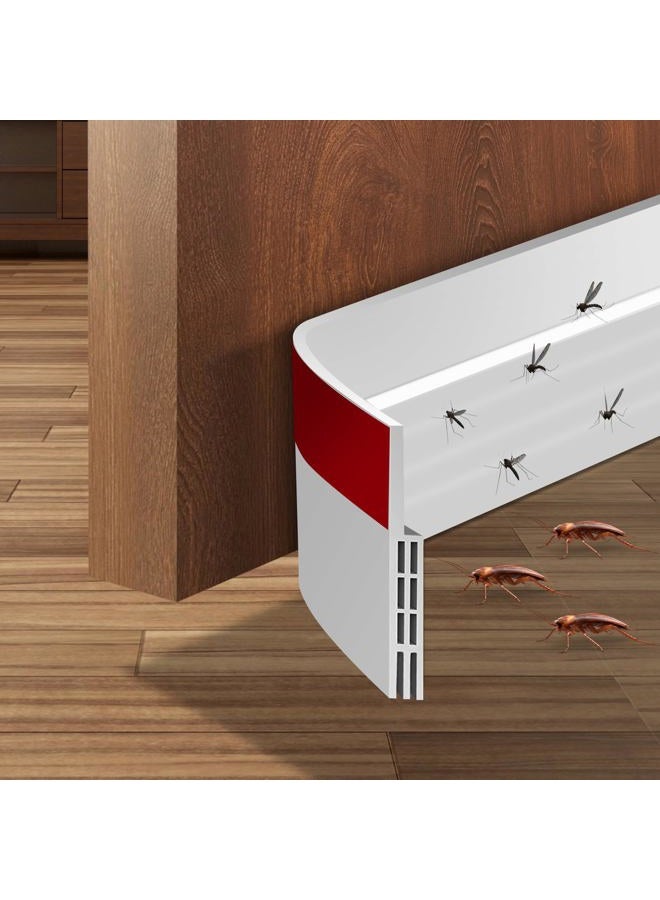 Ainiv Door Draft Stopper Under Door Seal, 2" W x 39" Cutable Soundproof Door Seal, Adhesive Under Door Sweep Weather Stripping Soundproof Kit, Under Door Draft Stopper Seals Anti-Collision-White - Image 1