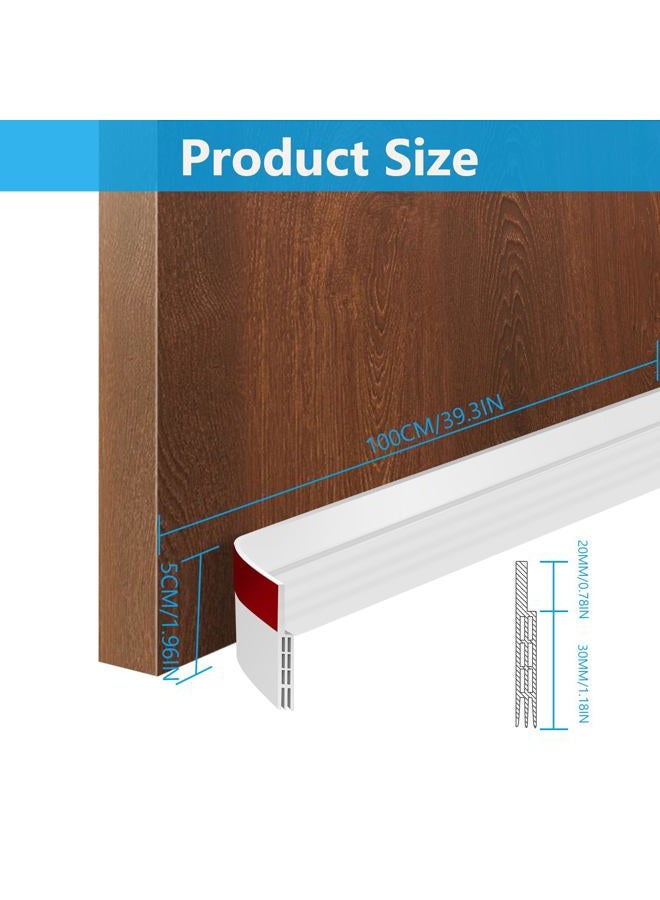 Ainiv Door Draft Stopper Under Door Seal, 2" W x 39" Cutable Soundproof Door Seal, Adhesive Under Door Sweep Weather Stripping Soundproof Kit, Under Door Draft Stopper Seals Anti-Collision-White - Image 3