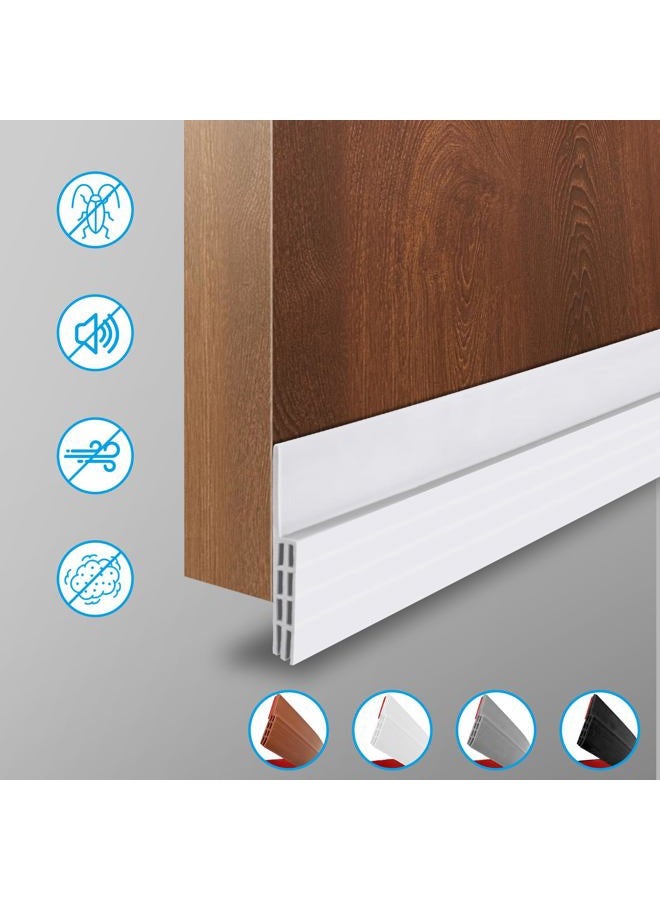 Ainiv Door Draft Stopper Under Door Seal, 2" W x 39" Cutable Soundproof Door Seal, Adhesive Under Door Sweep Weather Stripping Soundproof Kit, Under Door Draft Stopper Seals Anti-Collision-White - Image 2