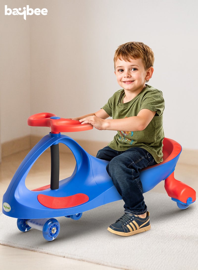 BAYBEE Unicorn Magic Car for Kids Push Ride On Baby Cars with Scratch Free Pu LED Wheels Push Cars Ride on Car for Kids Cars Ride on Toy Swing Cars for Kids 3+ Years Boys Girls Blue Red - Image 2