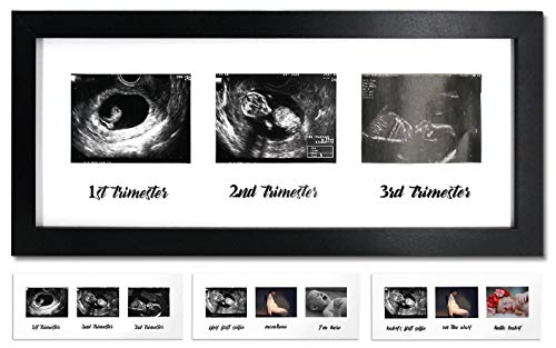IHEIPYE Triple Sonogram Pregnancy Frame  Baby Ultrasound Picture Frame with Story for Expecting Parents Baby Shower Frame Baby Grow Through All Three Trimesters Frame Nursery Decor Black