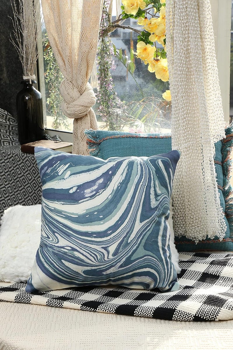 IMPEXART PVT LTD 16x16 Inch Cotton Vintage Geometric Marble Print Cushion Cover for Dcor Home Sofa Couch Living Room Bedroom Indoor Outdoor