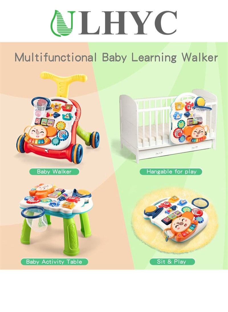 ULHYC - 2-In-1 Multifunctional Sit-To-Stand Early Educational Child Activity Center Learning Baby Walker With Removable Play Panel, Music Learning Toy - Image 1
