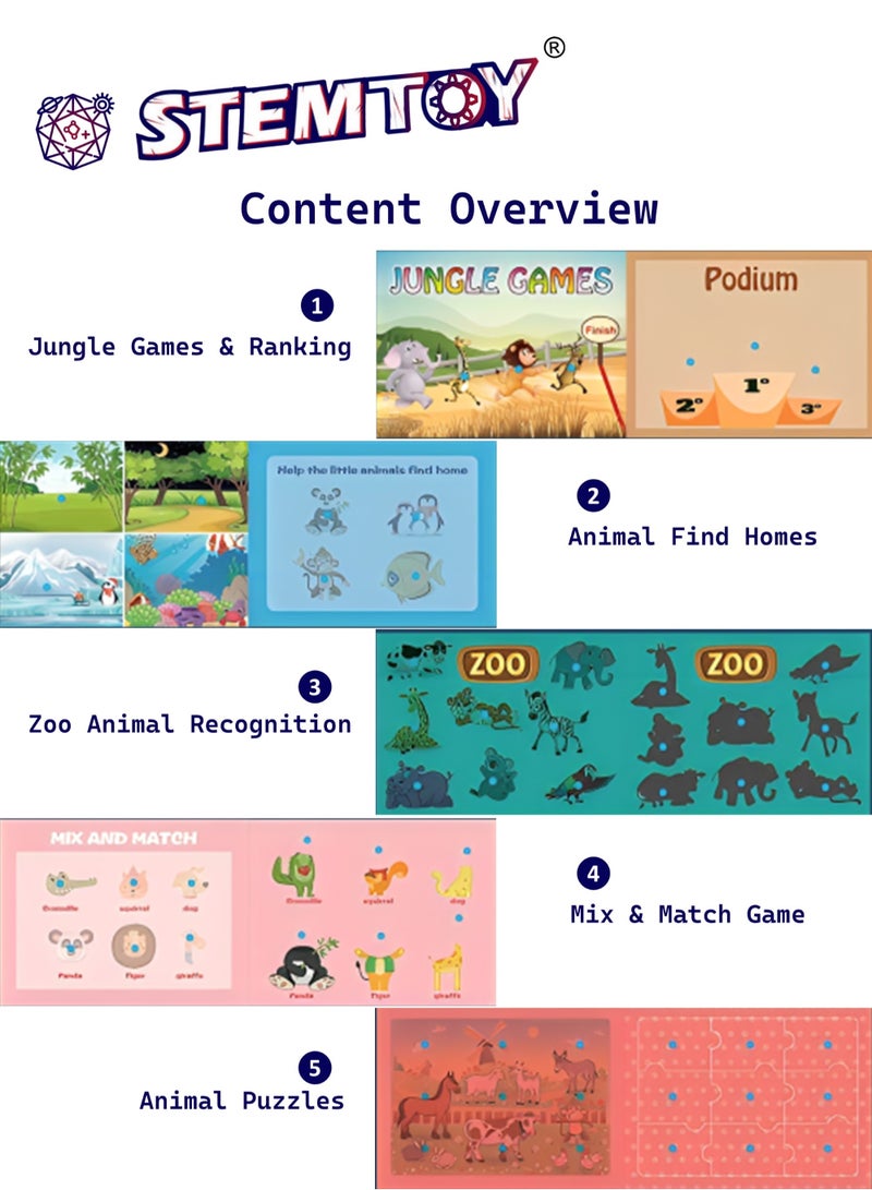 STEMTOY Quiet Book Busy Book for Toddlers, Montessori Homeschool Preschool STEM/ STEAM Educational Toy, Interactive Early Learning Activity, Sensory Cognitive Development Fine Motor Skills, Portable Washable Travel Gift for Babies Kids Boys Girls Ages 3-6, Animal Theme - Image 2