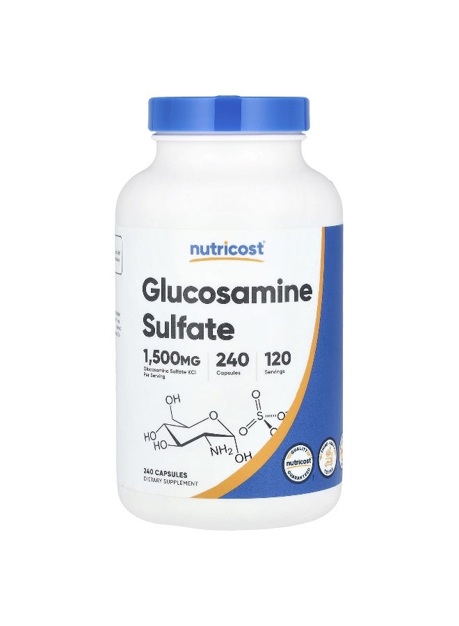 Nutricost Nutricost, Glucosamine Sulfate, 1,500 mg, 240 Capsules (750 mg per Capsule) - Image 1