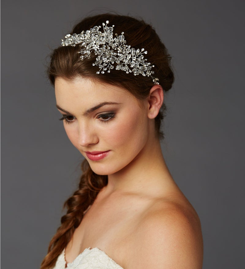 Mariell Couture Crystal Spray Bridal Headpiece Hair Vine - Wedding Hairband Glam - Image 3