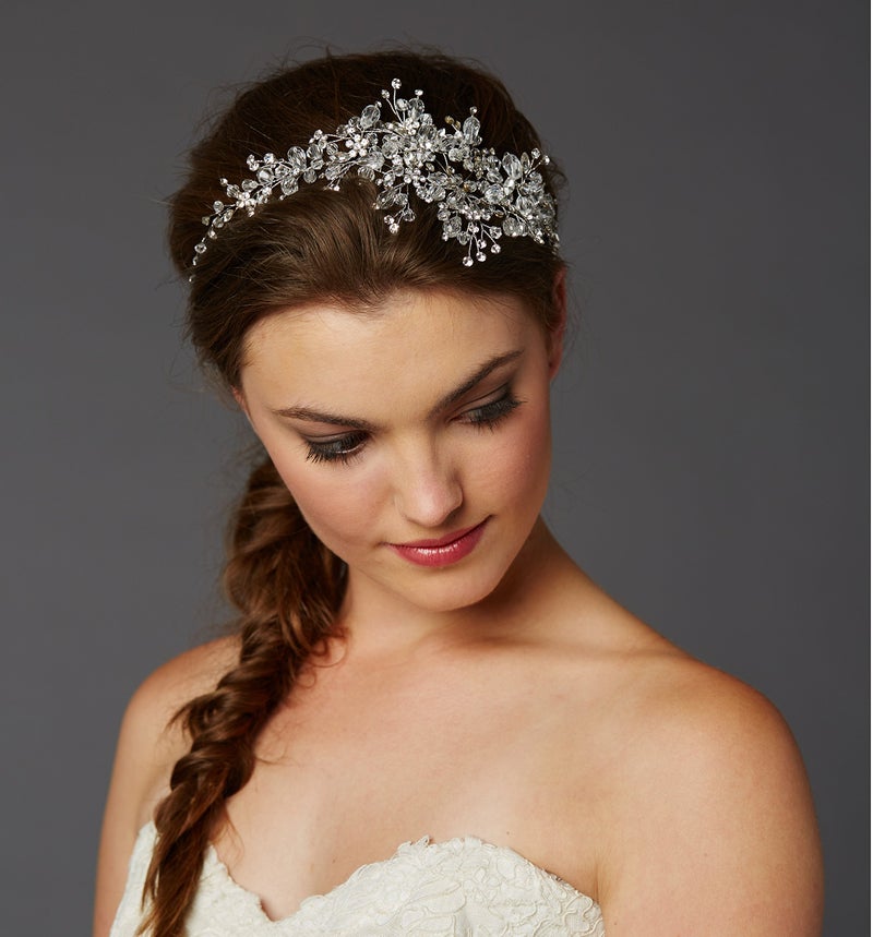 Mariell Couture Crystal Spray Bridal Headpiece Hair Vine - Wedding Hairband Glam - Image 4