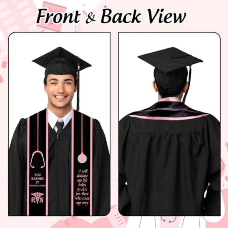Nurse Graduation Sash Pink Black Nursing Sash Scarf Graduation Decorative Long Stole for Graduates Nurse Day Congrats Grad Celebration Party Decor Gift Supplies, 5.1 x 70.9 Inch - Image 4
