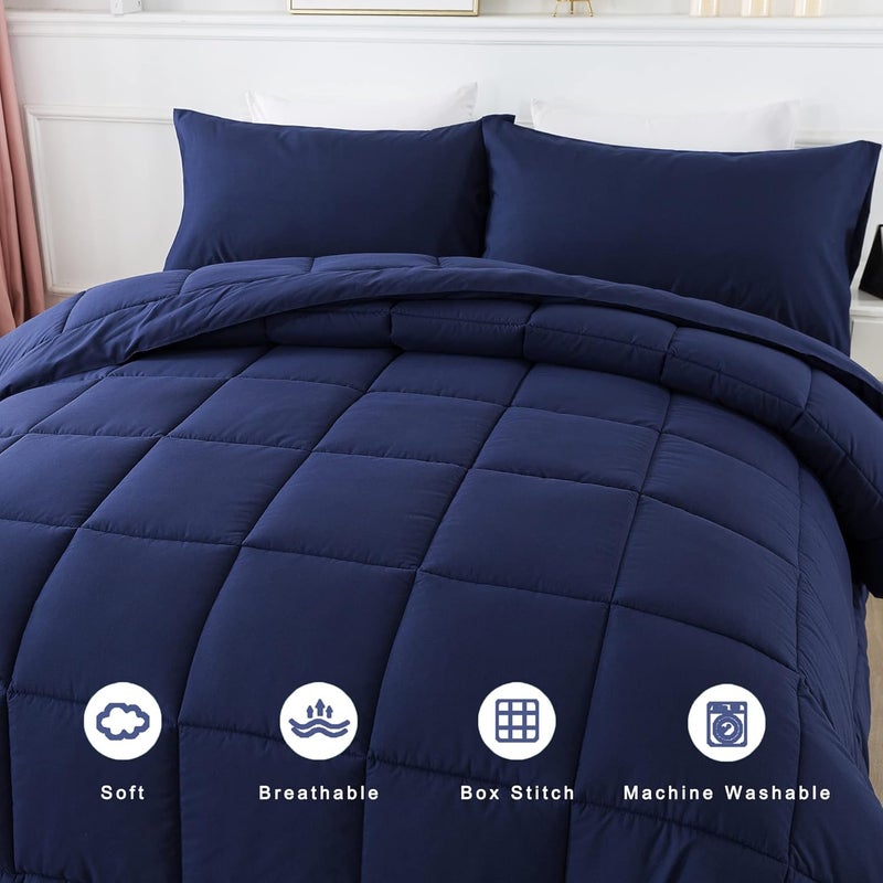 DOWNCOOL Twin Comforter Set -All Season Bedding Comforters Sets with 1 Pillow Case -2 Pieces Bed Set Down Alternative Comforter Set -Blue Twin Bedding Sets(64"x88") - Image 3