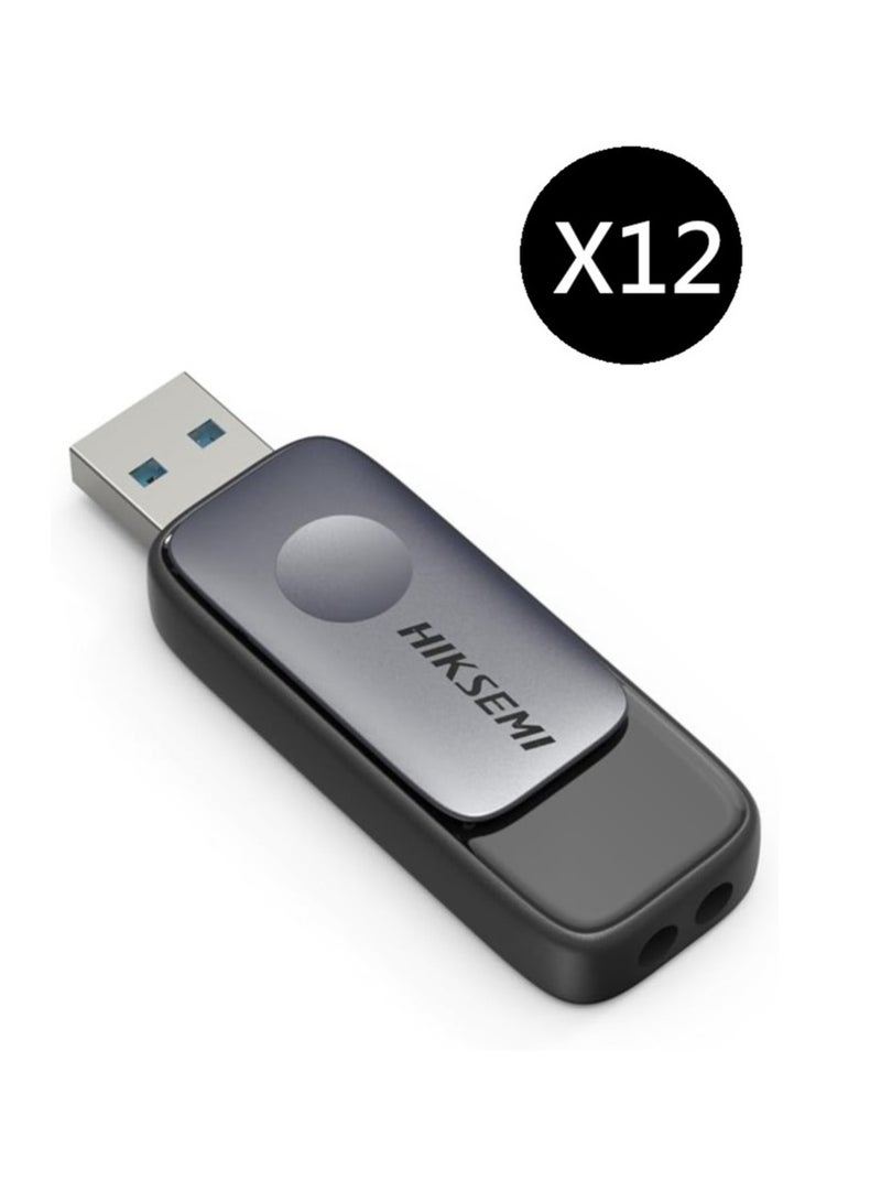 HIKSEMI Bundle Of 12 16GB USB 3.2 Flash Drive, Black (HS-USB-M210S 16G U3)