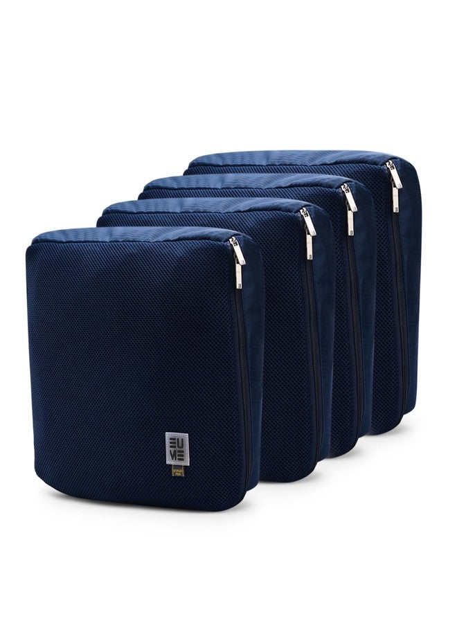 EUME Set of 4 Storage Pods - Travel Organiser Pouch| Durable Fits Into Pocket Cloth Organizer for Storage | Toiletry Bag for Men & Women | Spacious Organiser Bags for Clothes | (4XL) Navy Blue - Image 1