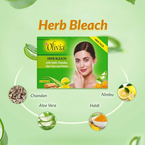 Olivia Herb Bleach for Sensitive Skin 270g | With Haldi, Chandan, Aloe Vera & Lemon | Removes Tan & Fades Facial Hair | Enhances Skin Tone | Soothes & Hydrates | For Women & Men - Image 3