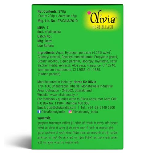 Olivia Herb Bleach for Sensitive Skin 270g | With Haldi, Chandan, Aloe Vera & Lemon | Removes Tan & Fades Facial Hair | Enhances Skin Tone | Soothes & Hydrates | For Women & Men - Image 5
