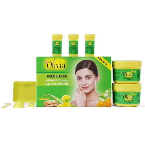Olivia Herb Bleach for Sensitive Skin 270g | With Haldi, Chandan, Aloe Vera & Lemon | Removes Tan & Fades Facial Hair | Enhances Skin Tone | Soothes & Hydrates | For Women & Men - Image 4