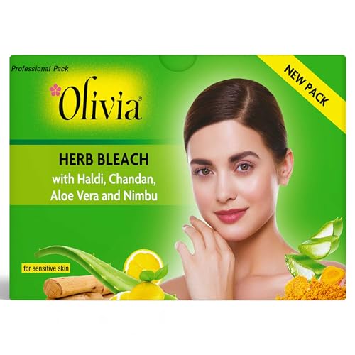 Olivia Herb Bleach for Sensitive Skin 270g | With Haldi, Chandan, Aloe Vera & Lemon | Removes Tan & Fades Facial Hair | Enhances Skin Tone | Soothes & Hydrates | For Women & Men - Image 1