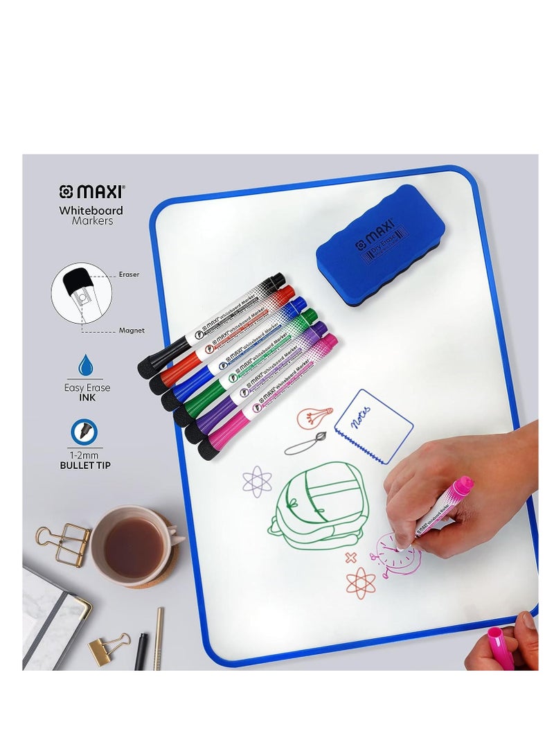 Maxi Slim Magnetic Whiteboard Marker With Eraser 1-2mm 6pc Blue,Black,Red,Green,Pink And Purple.Magnetic Color Pens For Whiteboard. Or Home Office And School - Image 3