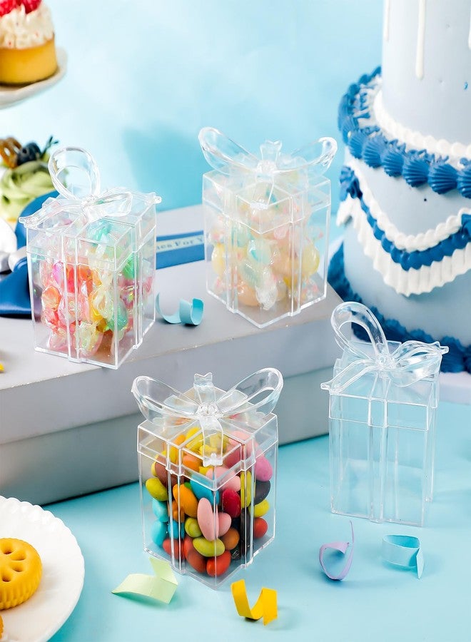 Potchen 24 Pack Clear Gift Boxes with Bow 2 x 2 x 2.3 Inch Clear Favor Boxes Plastic Small Candy Treat Goodie Containers for Wedding Christmas Baby Shower Birthday Party Decoration Supplies - Image 3
