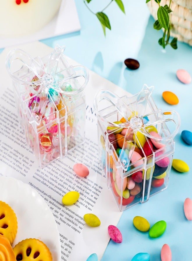 Potchen 24 Pack Clear Gift Boxes with Bow 2 x 2 x 2.3 Inch Clear Favor Boxes Plastic Small Candy Treat Goodie Containers for Wedding Christmas Baby Shower Birthday Party Decoration Supplies - Image 4