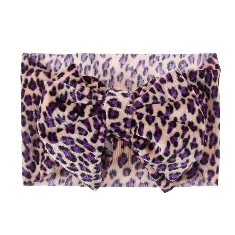 Nishine 5PCS Baby Girls Soft Wide Leopard Hair Turban Head Wraps Kids Stretchy Knotted Bows Headband for Children Hair Accessories Infant Headwraps - Image 5