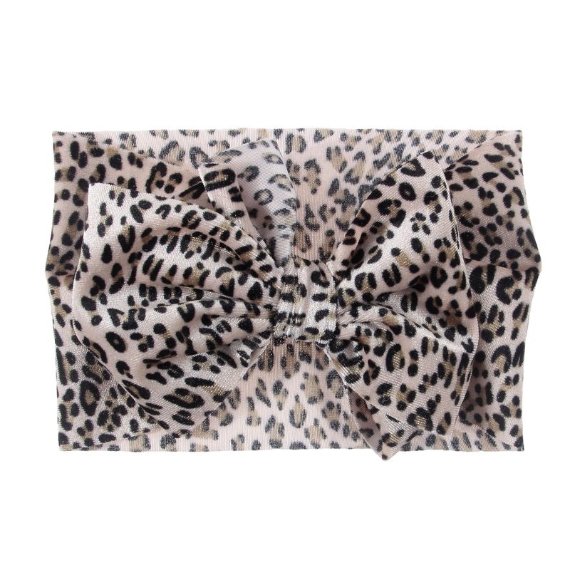 Nishine 5PCS Baby Girls Soft Wide Leopard Hair Turban Head Wraps Kids Stretchy Knotted Bows Headband for Children Hair Accessories Infant Headwraps - Image 4