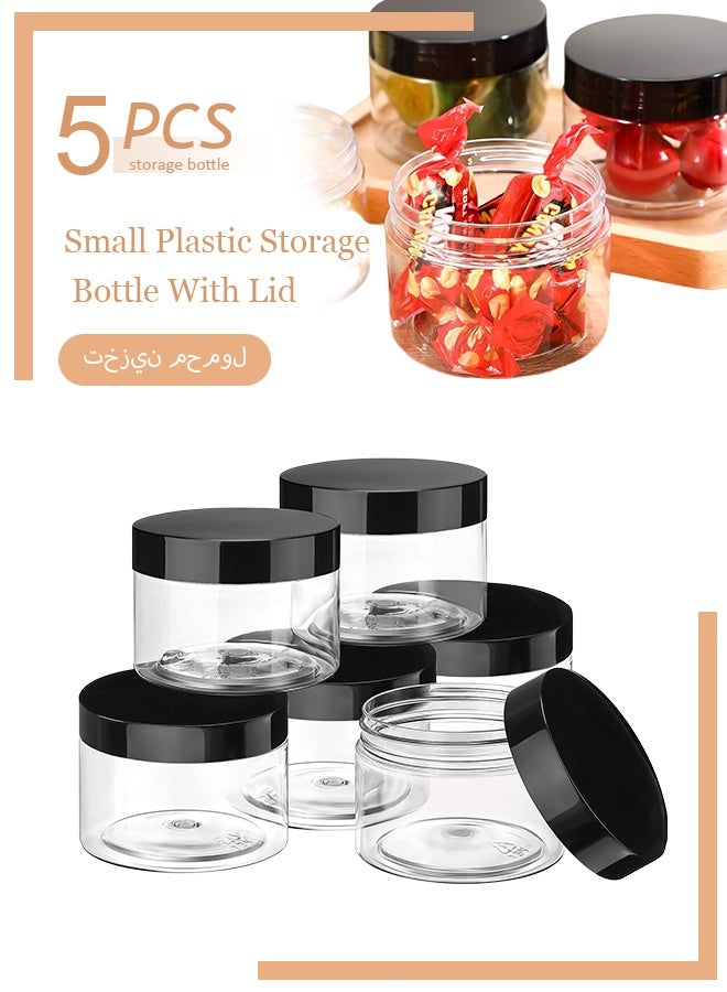 4 Oz Cosmetic Cream Jars, 5-Pcs, Small Plastic Storage Containers with Lids for Creams/Lotions - Image 1