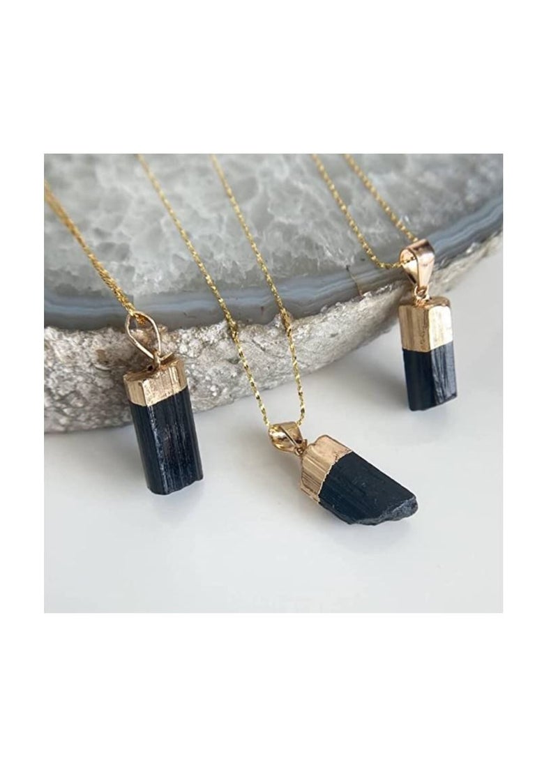 REBUY REBUY Black Tourmaline Pendant Crystal Healing Gemstone Pendant Tourmaline Stone Pendant Jewelry for Men & Women, Color Black  - Image 3