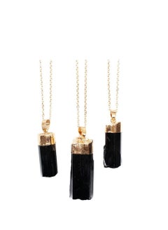 REBUY REBUY Black Tourmaline Pendant Crystal Healing Gemstone Pendant Tourmaline Stone Pendant Jewelry for Men & Women, Color Black  - Image 1