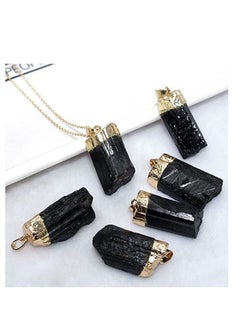 REBUY REBUY Black Tourmaline Pendant Crystal Healing Gemstone Pendant Tourmaline Stone Pendant Jewelry for Men & Women, Color Black  - Image 2