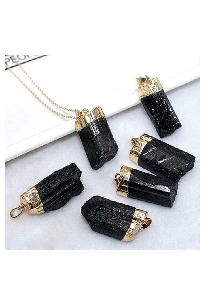 REBUY REBUY Black Tourmaline Pendant Crystal Healing Gemstone Pendant Tourmaline Stone Pendant Jewelry for Men & Women, Color Black  - Image 2