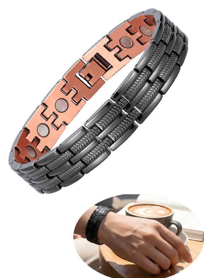 LuckyNov Mens Copper Magnetic Bracelets, 99.9% Pure Copper Bracelet with Ultra Strength Magnets, 8.6inches Adjustable Wristband Bracelets, for Birthday Gift, Holiday Gift, 1 Pcs - Image 1
