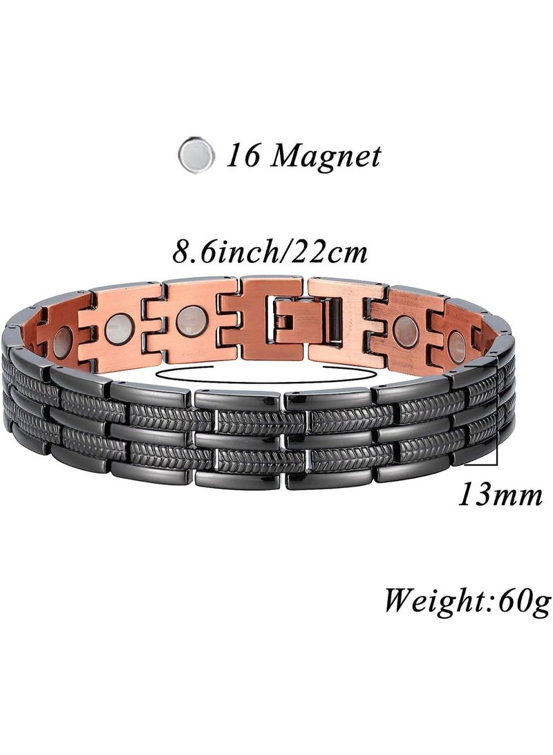 LuckyNov Mens Copper Magnetic Bracelets, 99.9% Pure Copper Bracelet with Ultra Strength Magnets, 8.6inches Adjustable Wristband Bracelets, for Birthday Gift, Holiday Gift, 1 Pcs - Image 5