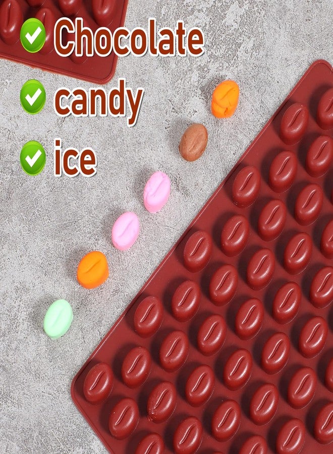 EupHHonycs 2 Count Mini Coffee Bean Molds 55 Cavity Coffees Beans Silicone Molds, 55 Cavity Mini Coffee Beans Chocolate Sugar Candy Mold, Coffees Bean Shaped Candy Mold for Cake Decoration Bakeware Mould, Red - Image 5