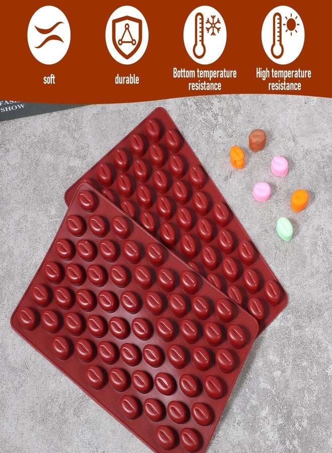 EupHHonycs 2 Count Mini Coffee Bean Molds 55 Cavity Coffees Beans Silicone Molds, 55 Cavity Mini Coffee Beans Chocolate Sugar Candy Mold, Coffees Bean Shaped Candy Mold for Cake Decoration Bakeware Mould, Red - Image 3