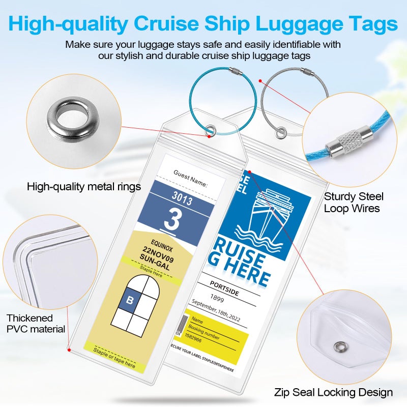 Maloun 6 Pack Clear Cruise Luggage Tags for Royal Caribbean and Celebrity, Carnival, MSC, Costa, NCL & Princess Cruise Ships, Must-Have Cruise Travel Essentials for 2025-2026 - Image 4