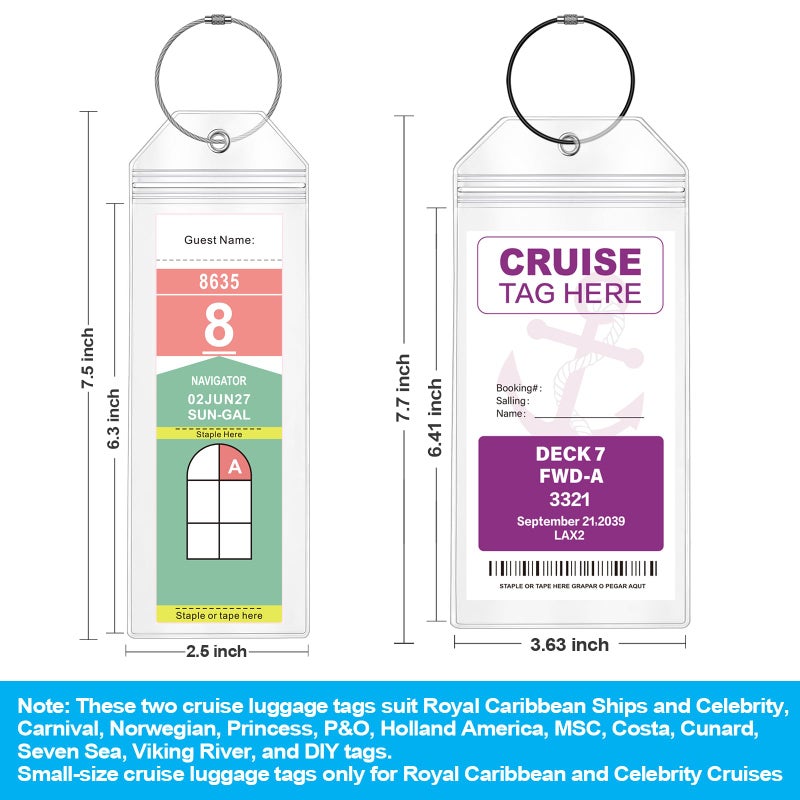Maloun 6 Pack Clear Cruise Luggage Tags for Royal Caribbean and Celebrity, Carnival, MSC, Costa, NCL & Princess Cruise Ships, Must-Have Cruise Travel Essentials for 2025-2026 - Image 2