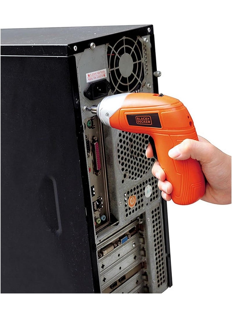 BLACK+DECKER 3.6V Li-Ion Cordless Power Screwdriver Kit With 10 Pieces Bitset Orange Black - Image 4