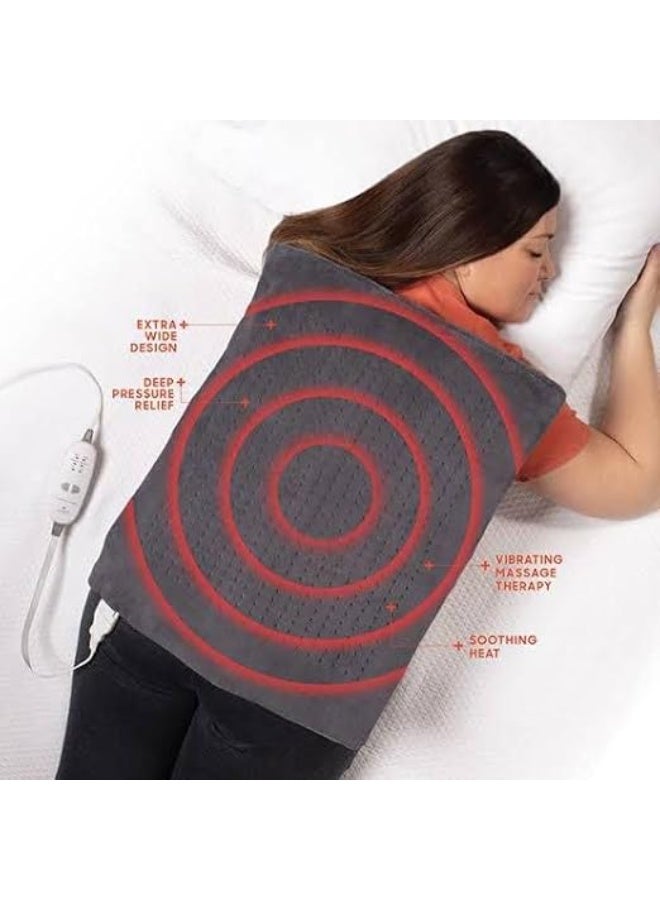 Weighted Electric Heating Pad with 9 Relaxation Settings - Guided Heat Therapy for Muscle Aches & Tension - Deep Pressure Support for Back, Neck & Shoulders - Soft Washable Cover - Gray - Image 5