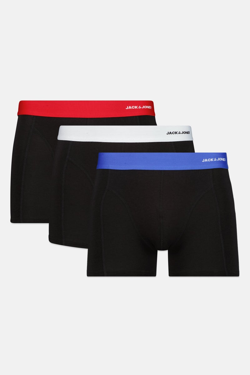JACK & JONES Men 3 Pieces Brand Logo Trunks, Black - Image 1