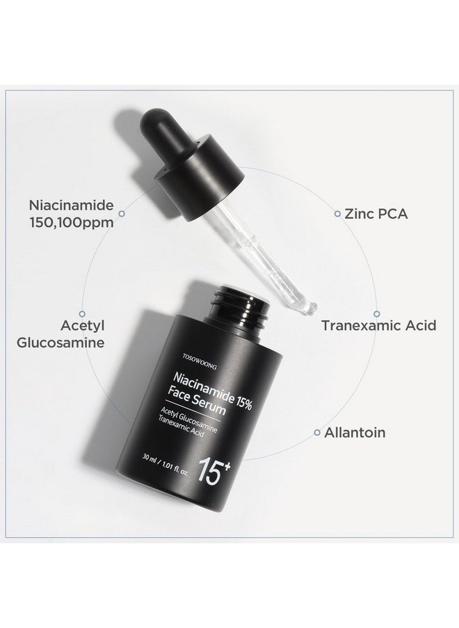 Tosowoong - TOSOWOONG Niacinamide 15% Face Serum, 150,100ppm Niacinamide, Tranexamic acid, Dark Spot Corrector, Glass Skin, Radiant Complexion, Pore Minimizer, Even Skin Tone, Korean Skin Care, 30ml, 1.01 fl.oz. - Image 1