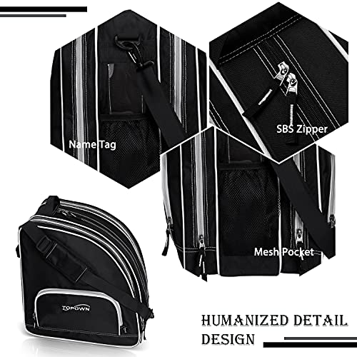 TOPOWN Ice Skate Bag for Men & Women - Roller Skate Bag in Black & Rose Red - Image 5