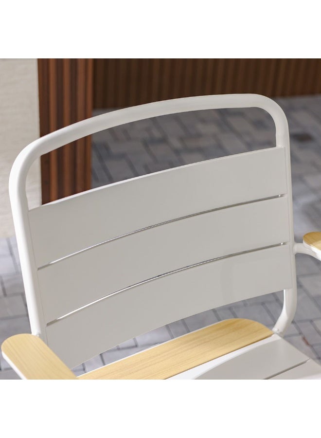 DANUBE HOME كرسي شينولا الخارجي - مقعد فولاذي أبيض فاخر للعيش في الهواء الطلق، تصميم أنيق ومتين، مثالي للشرفات والحدائق - Image 3